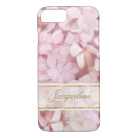 Pretty Parisian Style Blush Pink Hydrangea Glitter iPhone 8/7 Case