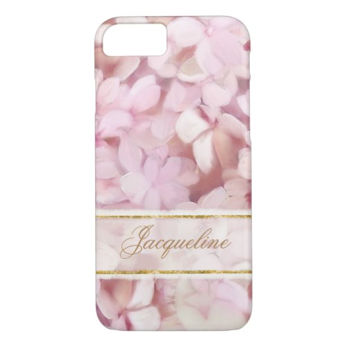 Pretty Parisian Style Blush Pink Hydrangea Glitter iPhone 87 Case