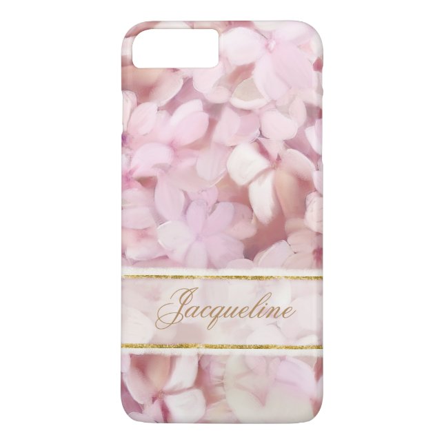 Pretty Parisian Style Blush Pink Hydrangea Glitter Case-Mate iPhone Case (Back)