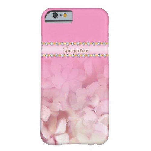 Pretty Parisian Style Blush Pink Hydrangea Glitter Barely There iPhone 6 Case