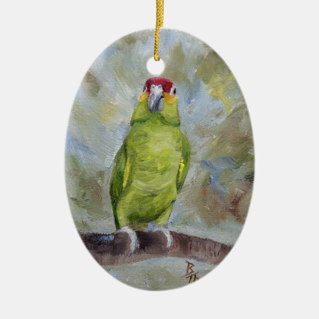 Pretty Parrot II Ceramic Ornament (Front)