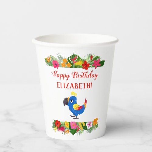 Pretty Parrot Tropical Birthday  Paper Cups