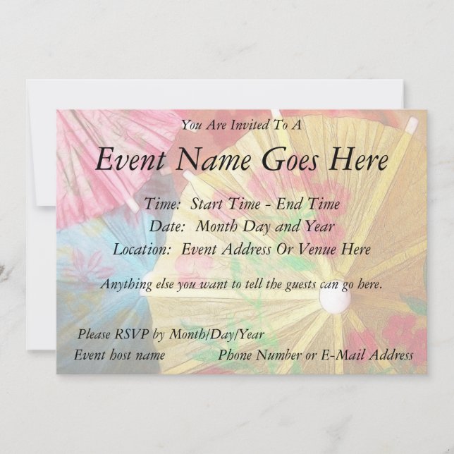 Pretty Party Parasols Invitation (Front)