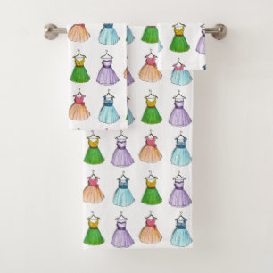 Pretty Party Prom Dresses Vintage Retro Fashion Bath Towel Set