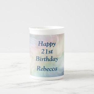 Pretty Pastel 21st Birthday design Bone China Mug