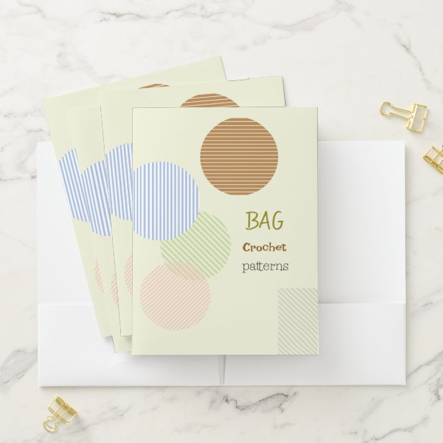 Pretty pastel abstract and stripes Crochet project Pocket Folder (In Situ)