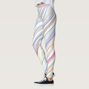 Pretty Pastel Abstract Stripe Design Leggings