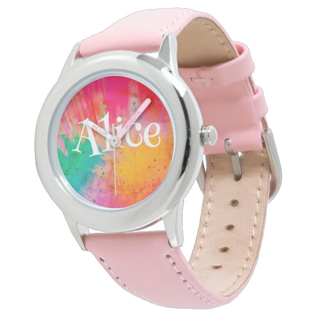 Pretty Pastel Abstracts Colored  Watch (Angled)