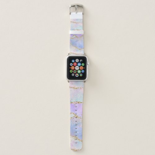 Pretty Pastel Agate  Gold Glitter Vein Watercolor Apple Watch Band