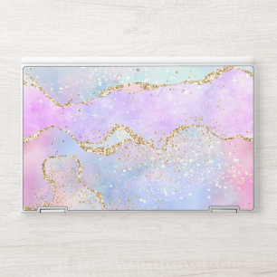 Pretty Pastel Agate Gold Glitter Vein Watercolor HP Laptop Skin
