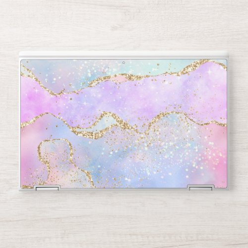 Pretty Pastel Agate  Gold Glitter Vein Watercolor HP Laptop Skin