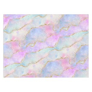Pretty Pastel Agate Gold Glitter Vein Watercolor Tablecloth