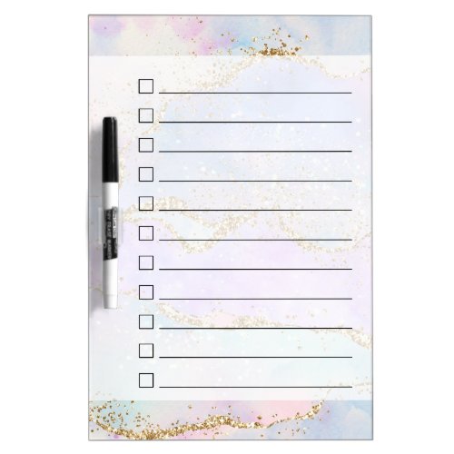 Pretty Pastel Agate  Rainbow Watercolor Checklist Dry Erase Board