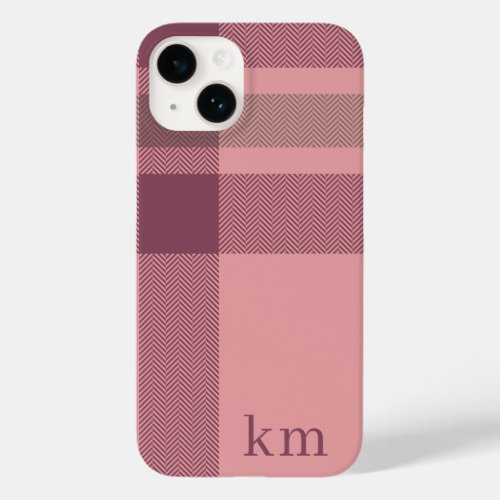 Pretty Pastel and Blush Pink Tartan Pattern Case_Mate iPhone 14 Case