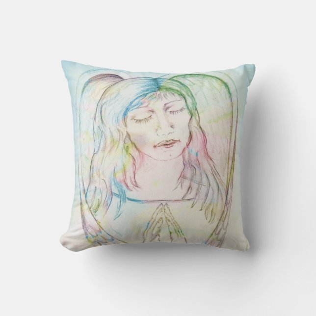 Pretty Pastel Angel at Prayer Throw Pillow (Front)