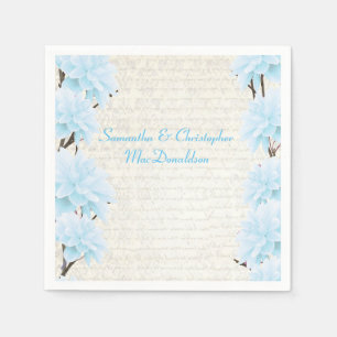 Pretty pastel blue floral country wedding paper napkins