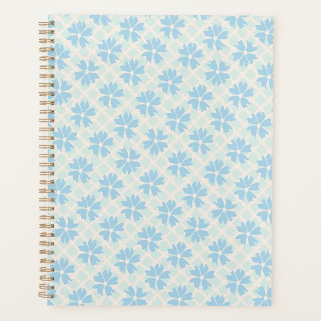 Pretty Pastel Blue Floral Soft Vintage Planner (Front)