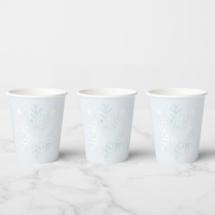 Pretty Pastel Blue Winter Quince Snowflakes Paper Cups