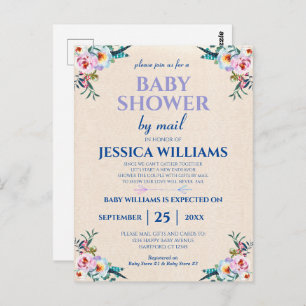 Pretty Pastel Boho Floral Baby Shower By Mail Postcard