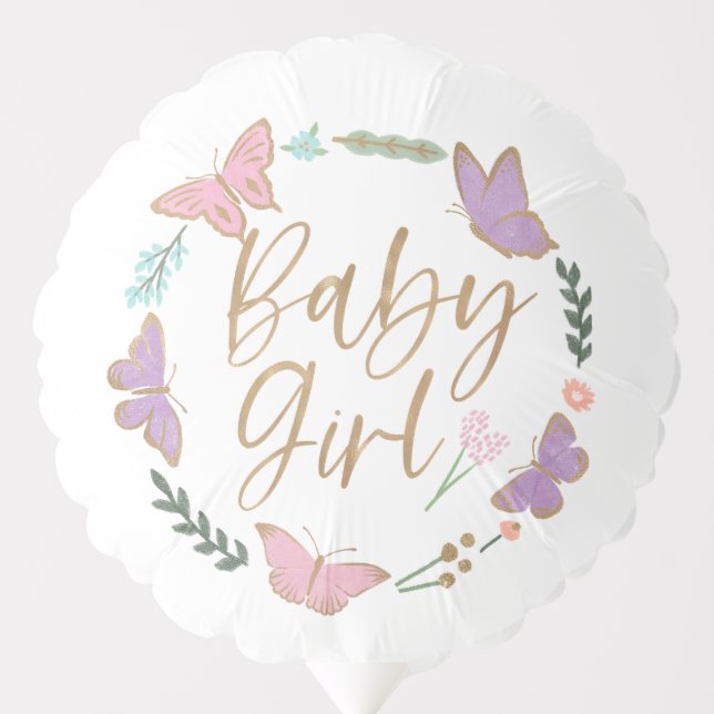 Pretty Pastel Butterflies Baby Girl Baby Shower Balloon (Front)