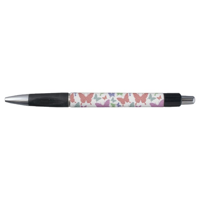 Pretty pastel butterflies on white black ink pen (Front)