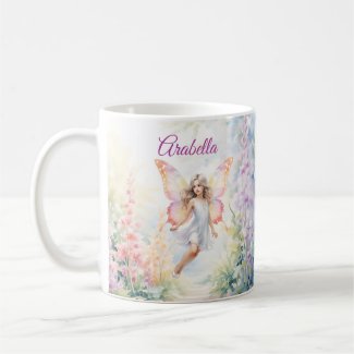 Pretty Pastel Butterfly Fairy in Flower Garden