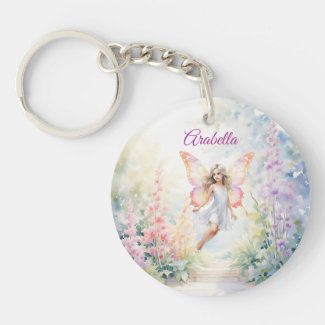 Pretty Pastel Butterfly Fairy in Flower Garden
