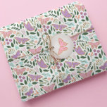 Pretty Pastel Butterfly Garden Pattern  Wrapping Paper<br><div class="desc">This beautiful wrapping paper features hand drawn butterflies,  floral elements,  and greenery in pastel colors of pink,  purple,  mint green,  coral peach,  and aqua blue. Highlights of faux gold foil add an elegant touch. Perfect gift wrap for a new baby,  little girl birthday gifts,  and more!</div>