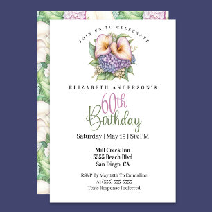 Pretty Pastel Calla Lily 60th Birthday Invitation