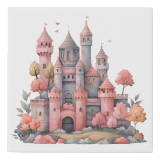 Pretty Pastel Castel Faux Canvas Print