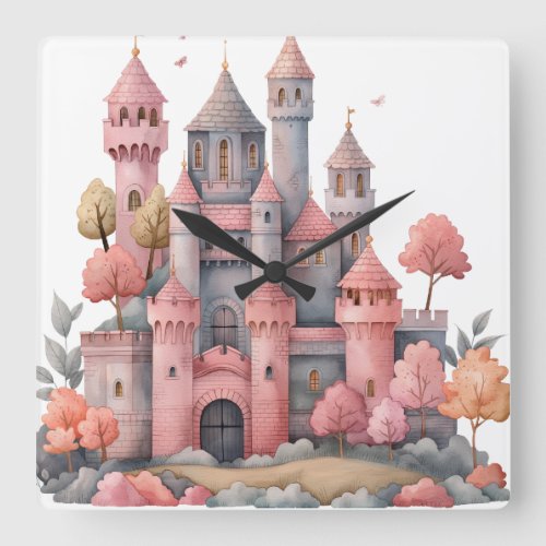 Pretty Pastel Castel Square Wall Clock