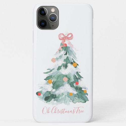 Pretty Pastel Christmas Tree with Pink Bow iPhone 11 Pro Max Case