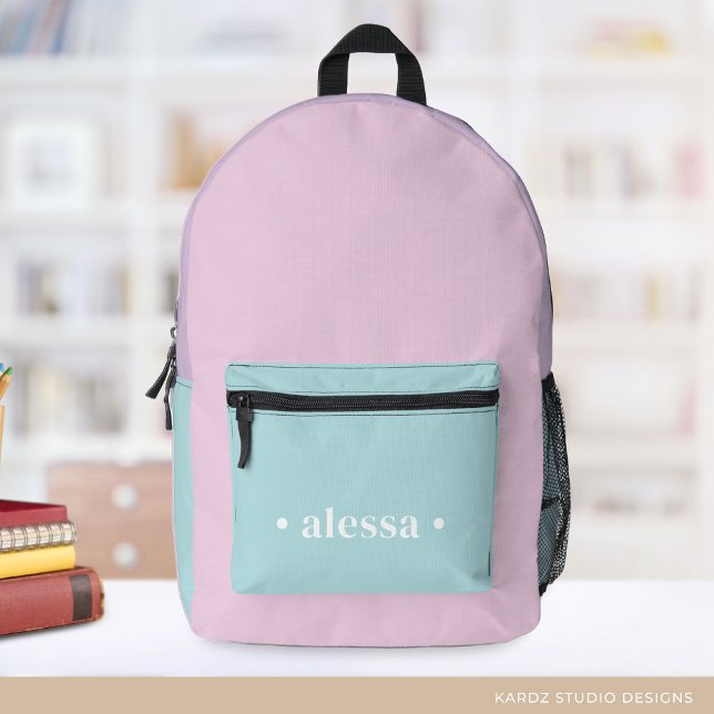 Pretty Pastel Color Personalized Girls School Printed Backpack (Creator Uploaded)