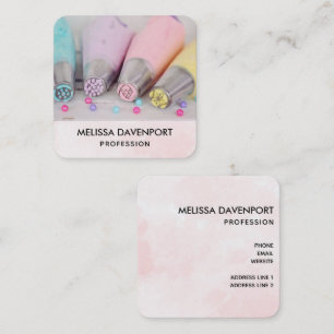 Pretty Pastel Colored Cake Decorating Tools Square Business Card
