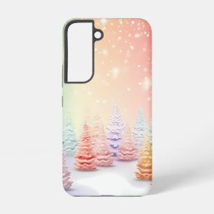 PRETTY PASTEL COLORED CHRISTMAS TREES SAMSUNG GALAXY S22 CASE