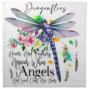 PRETTY PASTEL COLORED DRAGONFLY & SAYING CLOTH NAPKIN