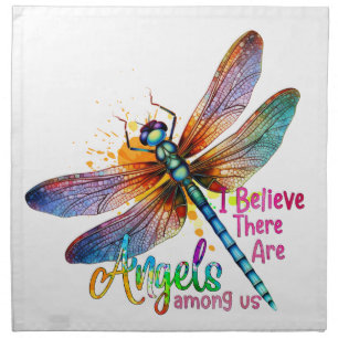 PRETTY PASTEL COLORED DRAGONFLY & SAYING CLOTH NAPKIN