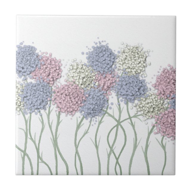Pretty Pastel Colored Flowers Ceramic Tile (Front)