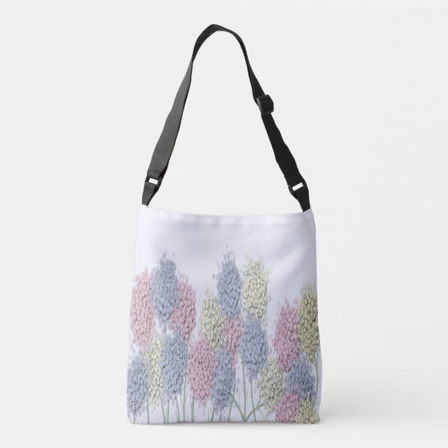 Pretty Pastel Colored Flowers Crossbody Bag (Back)