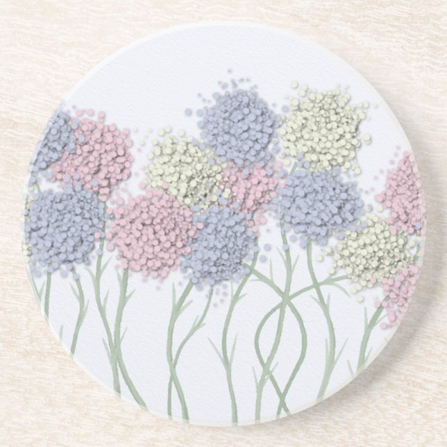 Pretty Pastel Colored Flowers Drink Coaster (Front)