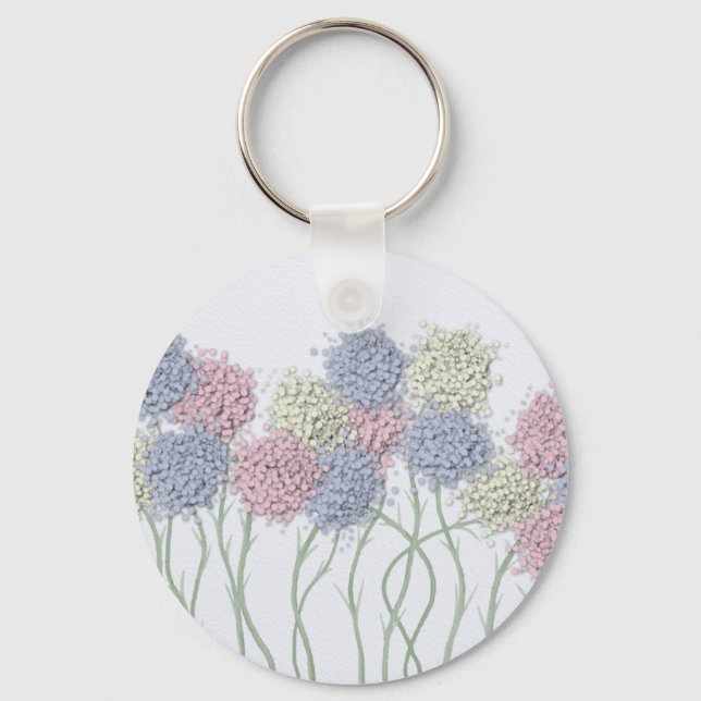 Pretty Pastel Colored Flowers Keychain (Front)