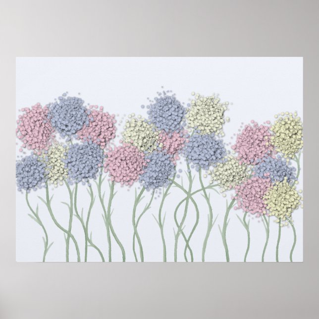 Pretty Pastel Colored Flowers Poster (Front)