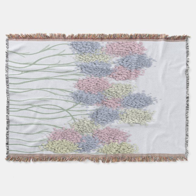 Pretty Pastel Colored Flowers Throw Blanket (Front)