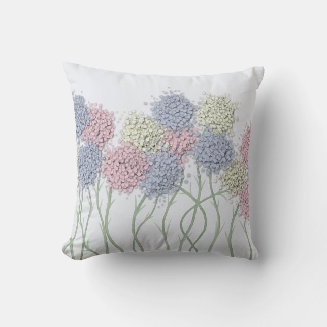 Pretty Pastel Colored Flowers Throw Pillow (Front)