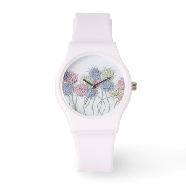Pretty Pastel Colored Flowers Watch (Front)