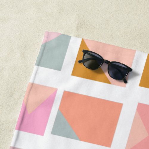 Pretty Pastel Colors Modern Geometric Design Beach Towel