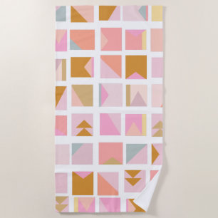 Pretty Pastel Colors Modern Geometric Design Beach Towel