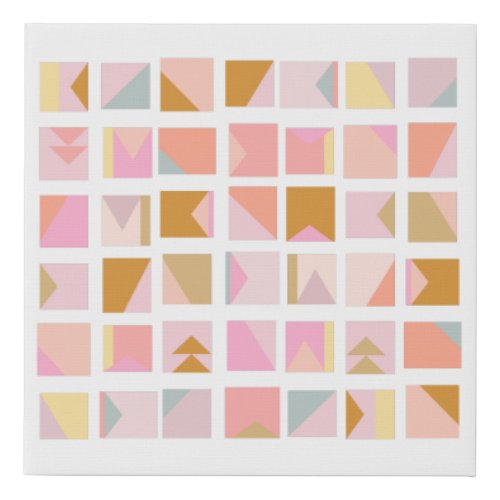 Pretty Pastel Colors Modern Geometric Design Faux Canvas Print