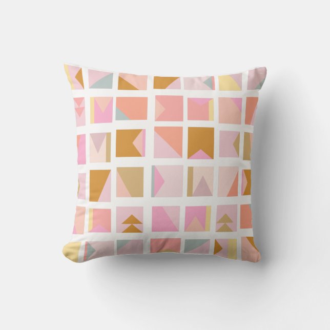 Pretty Pastel Colors Modern Geometric Design Throw Pillow (Front)