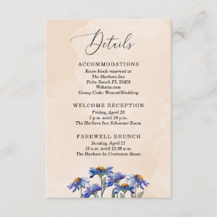 Pretty Pastel Coral Purple Daisies Wedding Details Enclosure Card